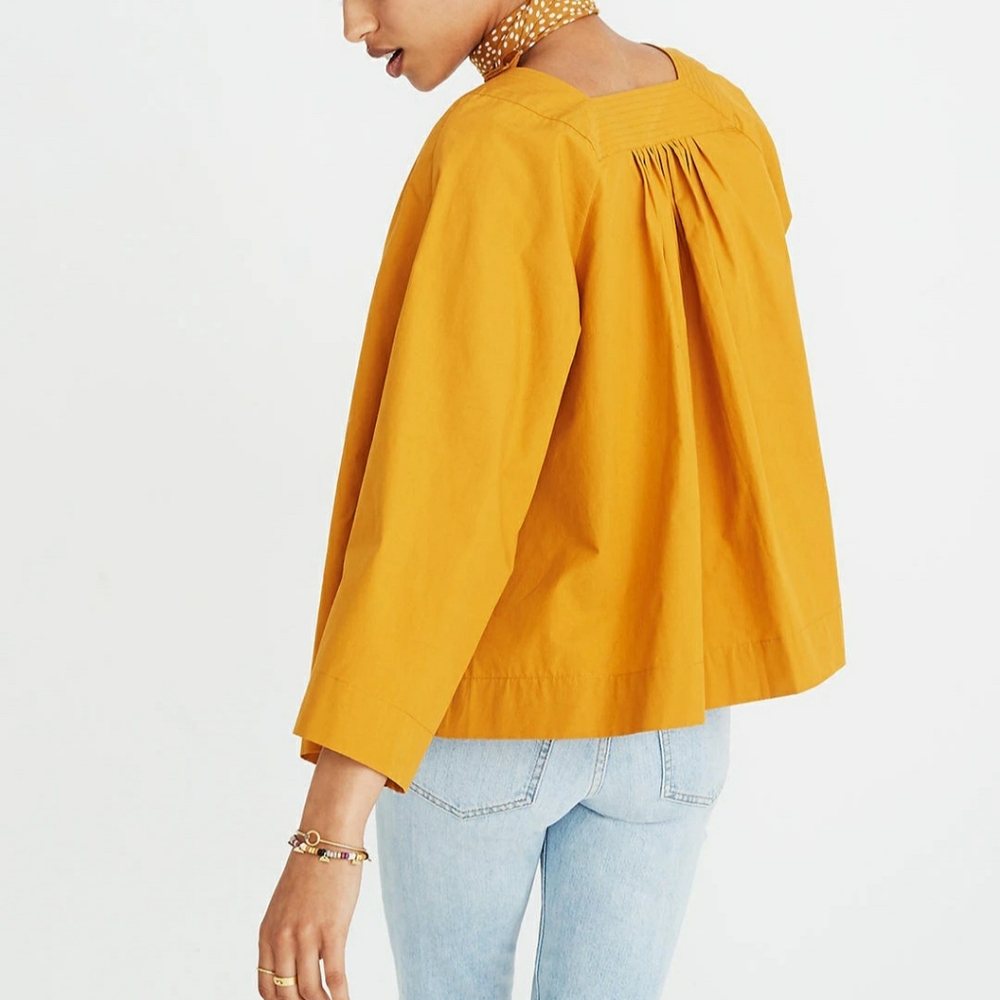 Madewell Square-Neck Wide Sleeves Top in Mustard - Picture 3 of 12